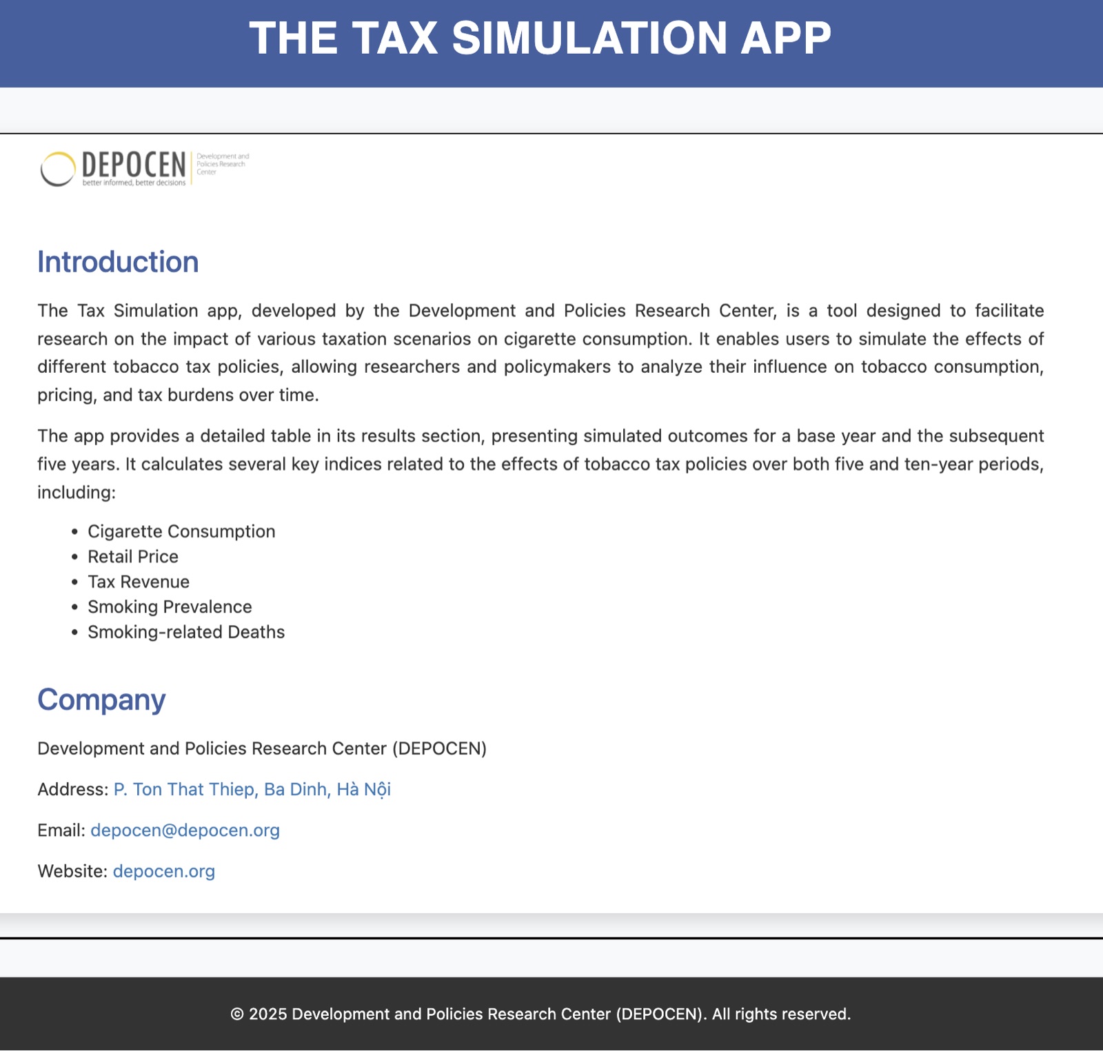 Introduction screen of the Tax Simulation App