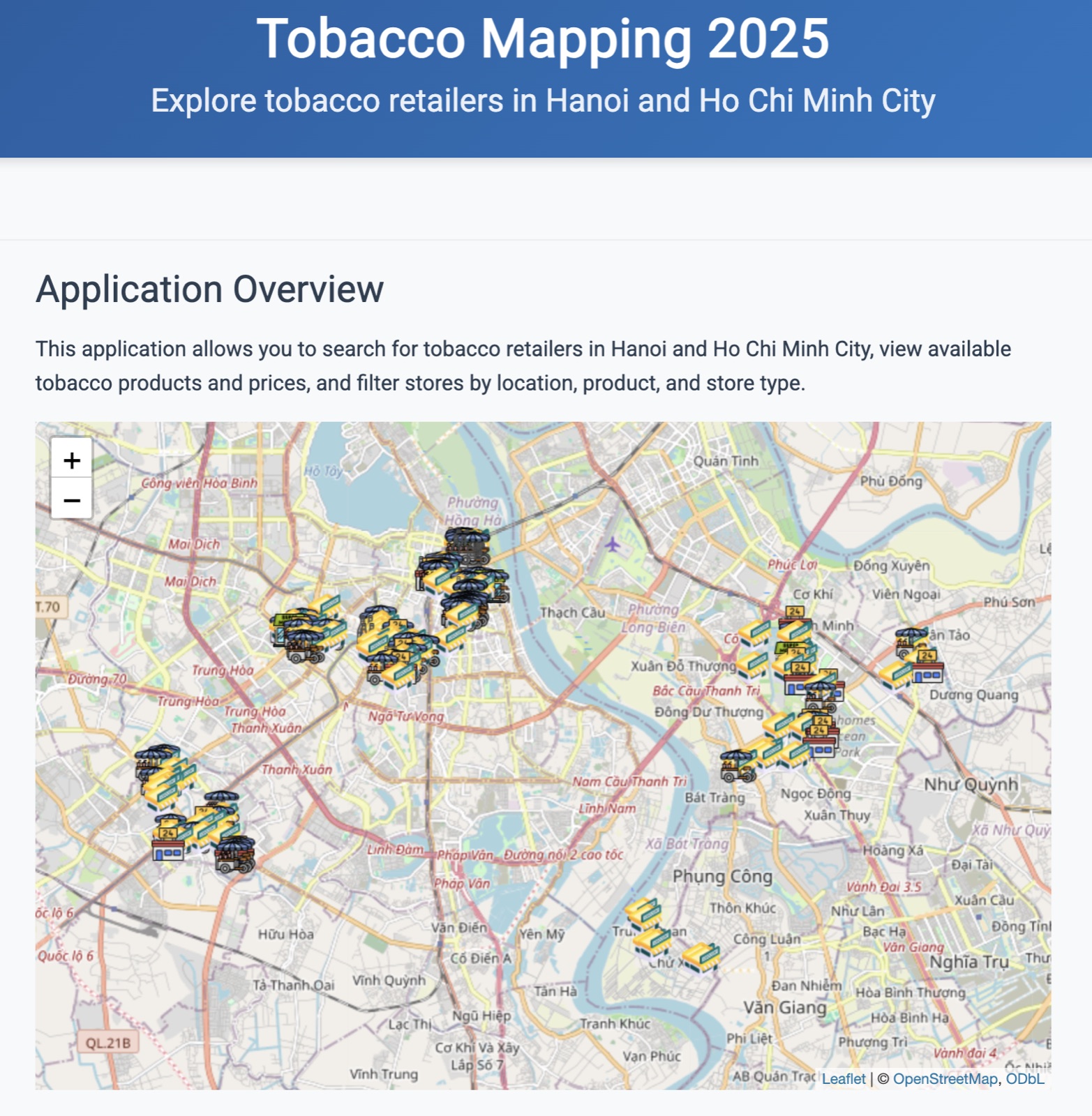 Overview screen of Tobacco Mapping 2025